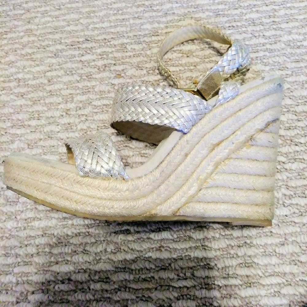 Michael Kors platinum wedge sandals sz 10